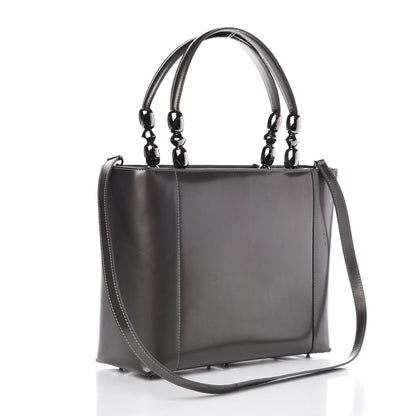 Christian Dior Patent Chrome Beaded Malice Tote Grey 4 of 14