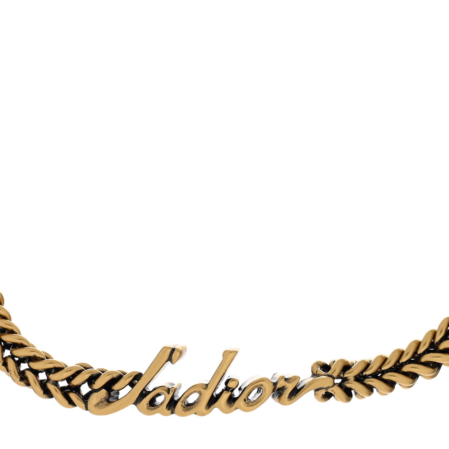 Metal J'Adior Logo Choker Necklace Aged Gold