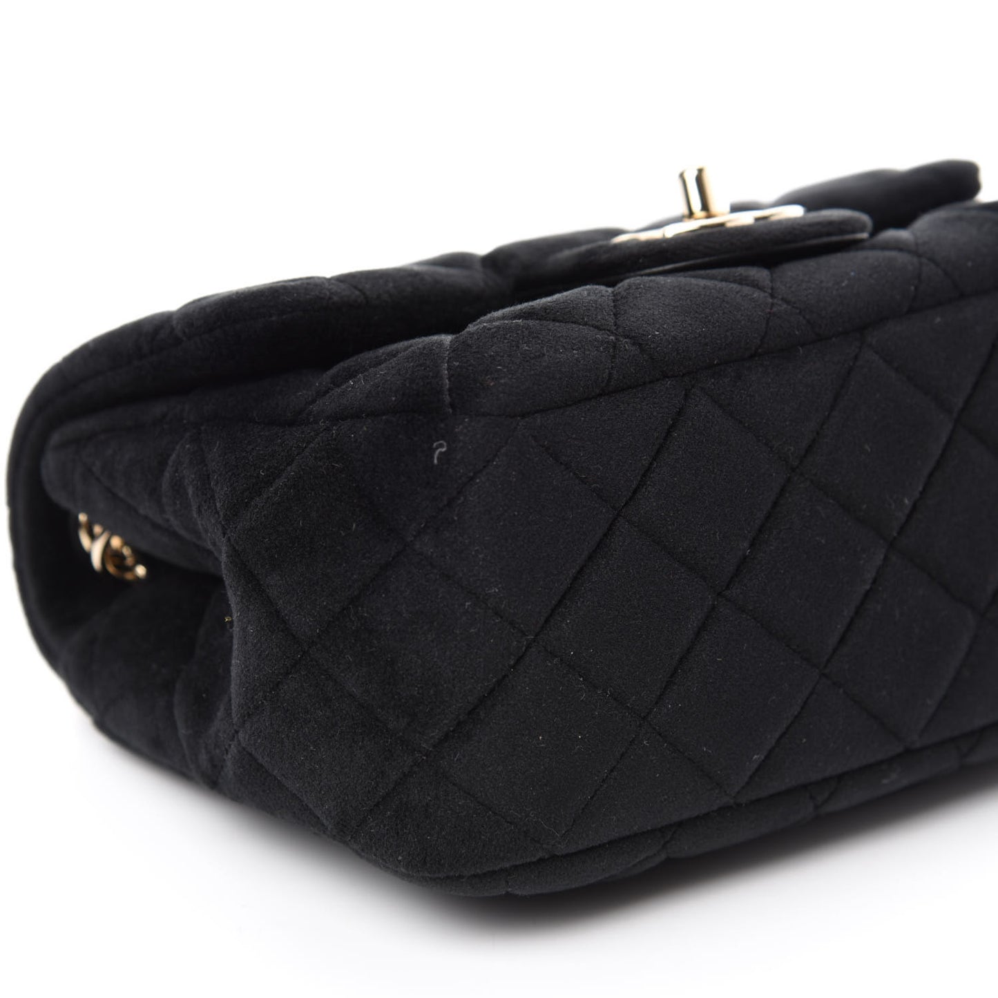 Velvet Quilted Mini Pearl Crush Flap Black