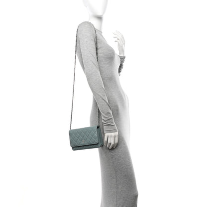 Chanel Caviar Quilted Wallet on Chain WOC Light Blue 2 of 12