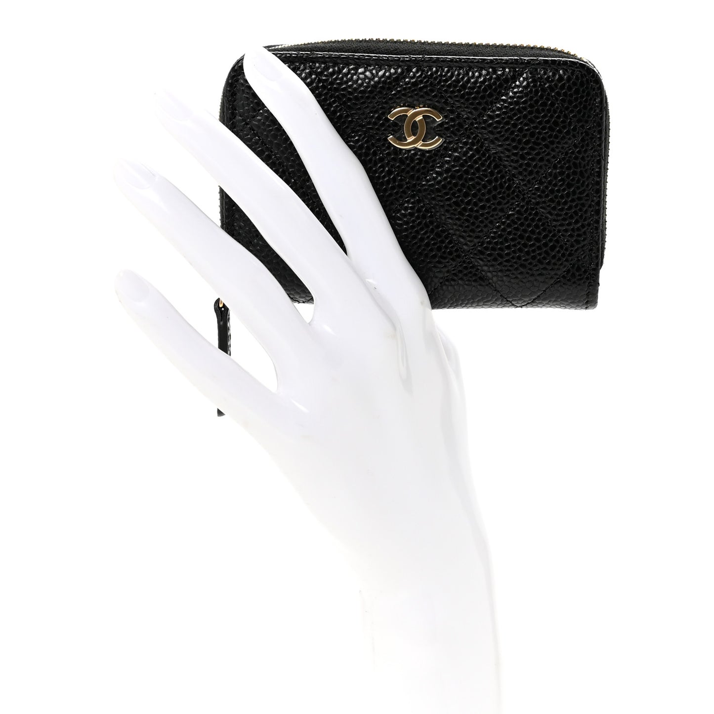 Caviar Quilted Zip Coin Purse Black