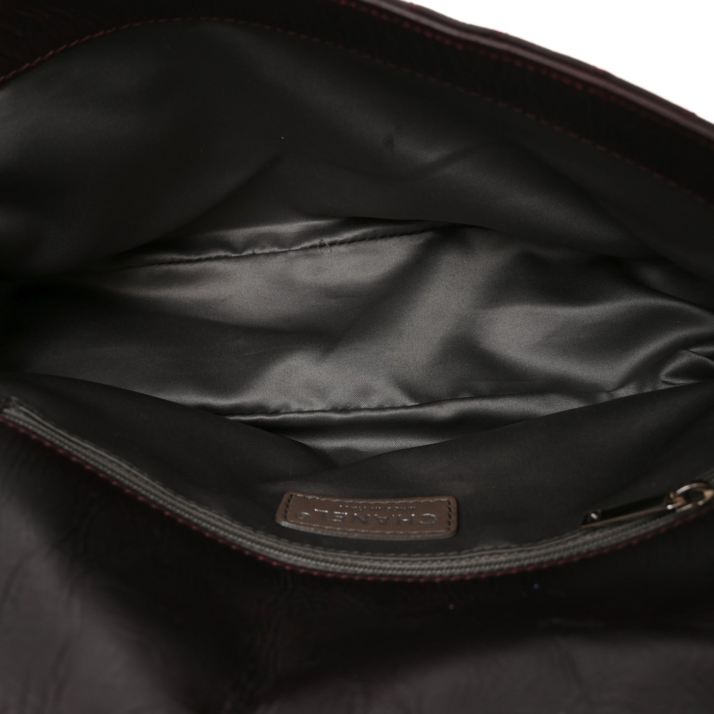 Glazed Calfskin Quilted CC Single Flap Burgundy