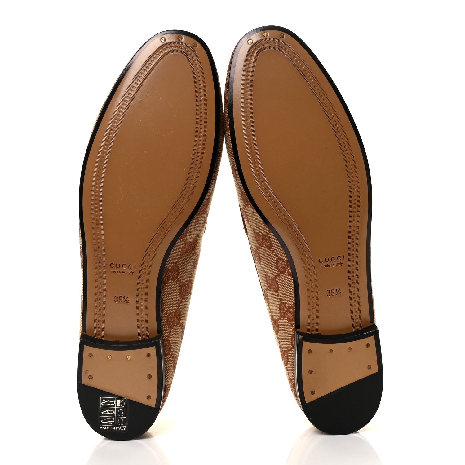 Gucci Canvas GG Monogram Horsebit Womens Jordaan Loafers 39.5 Beige Ruggine Rust 5 of 9