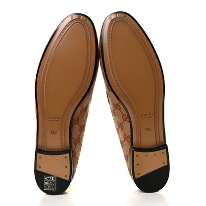 Gucci Canvas GG Monogram Horsebit Womens Jordaan Loafers 39.5 Beige Ruggine Rust 5 of 9