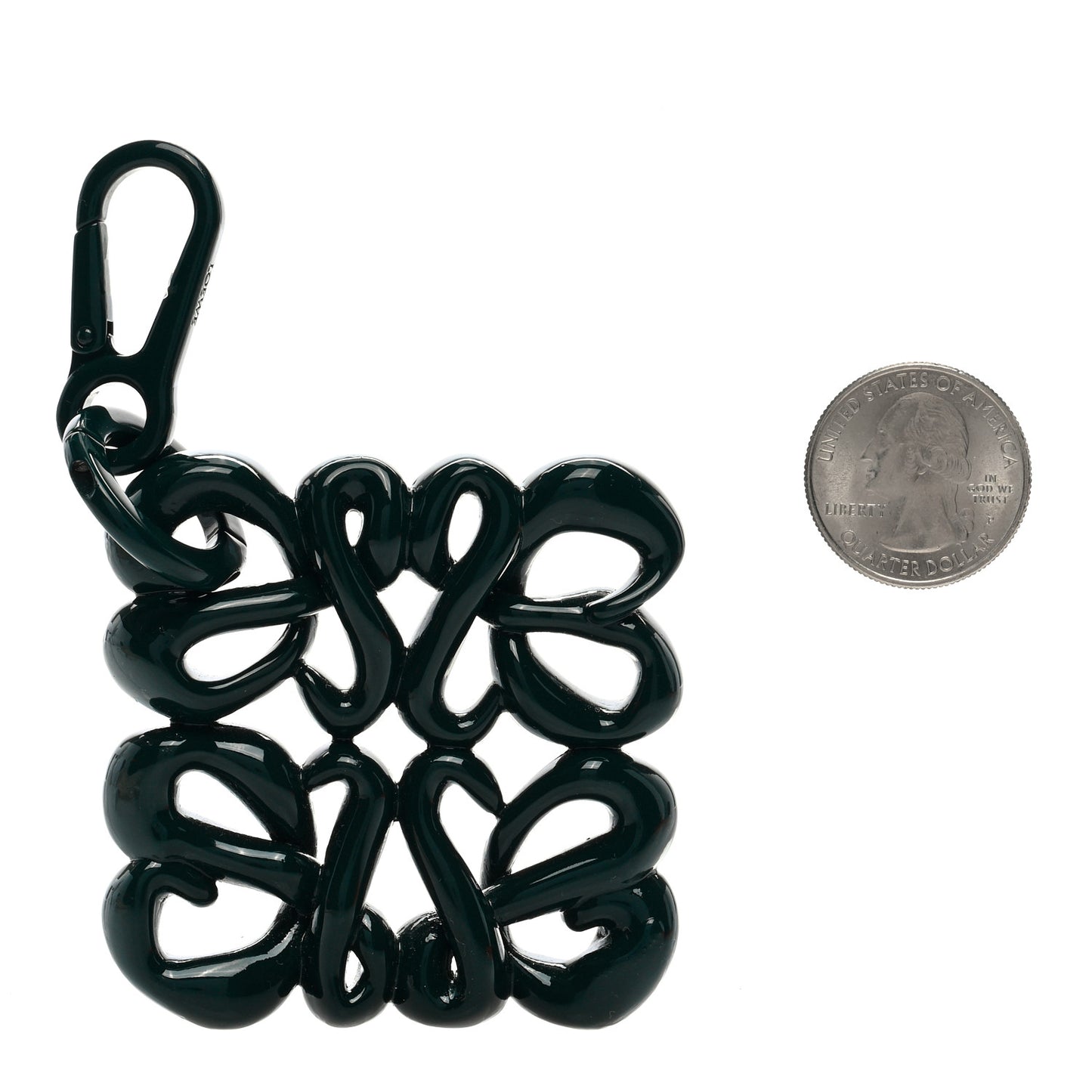 Varnished Metal Anagram Bag Charm Key Holder Black