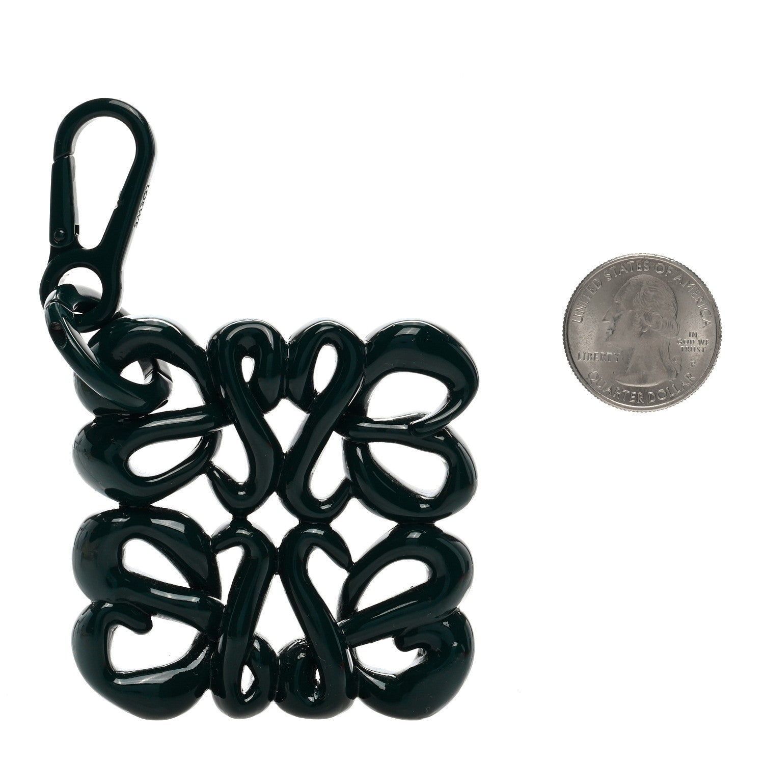 Loewe Varnished Metal Anagram Bag Charm Key Holder Black 2 of 4