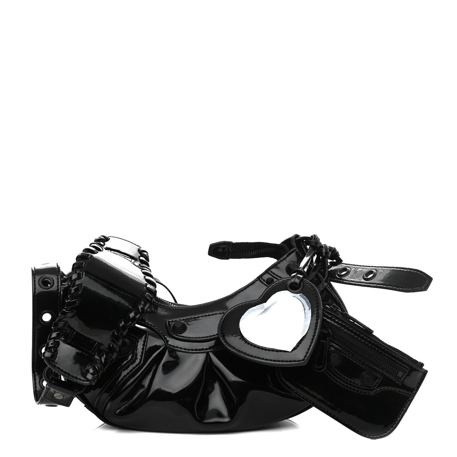 Balenciaga Patent Faux Leather Le Cagole Shoulder Bag XS Black 1 of 9