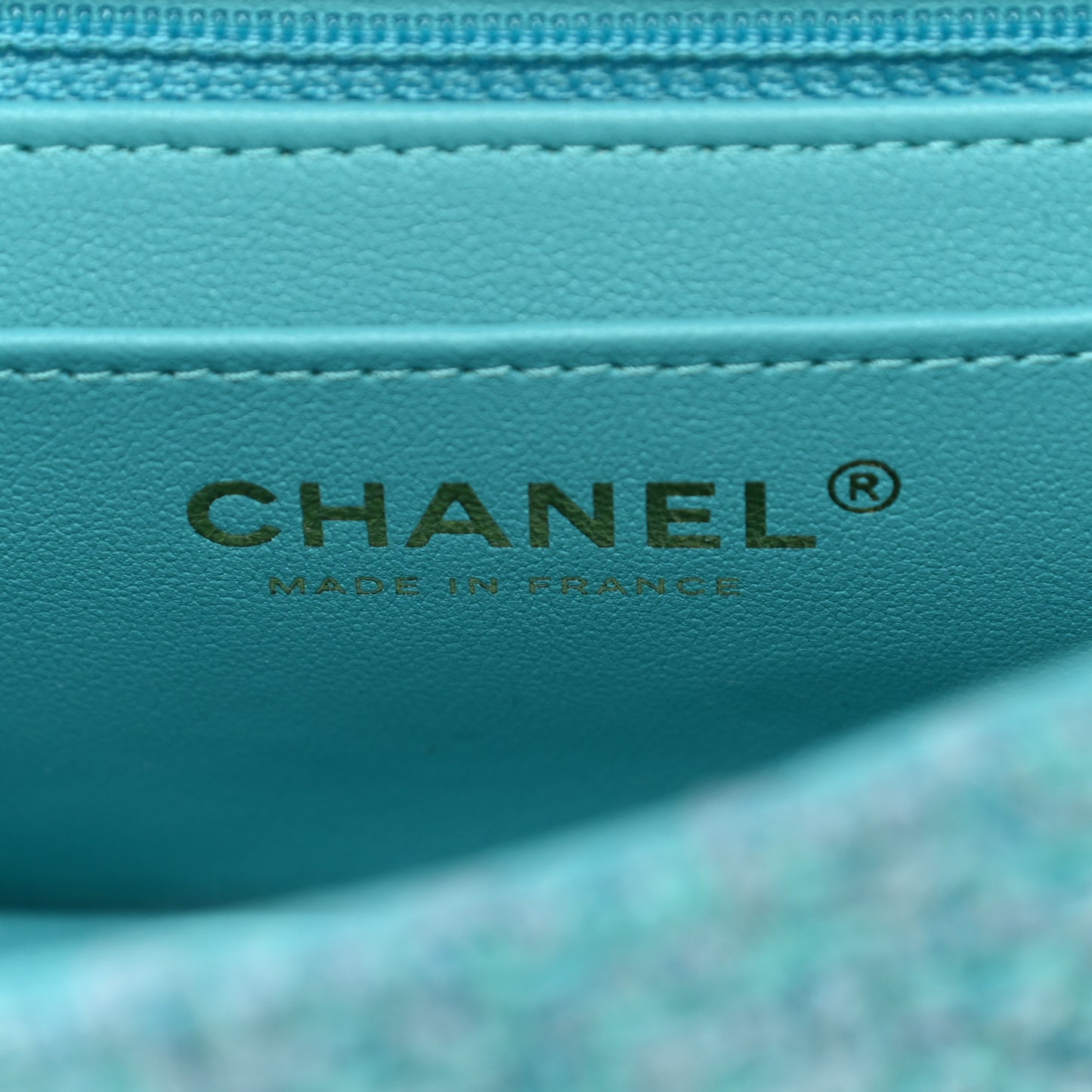 Wool Tweed Quilted Mini Rectangular Flap Turquoise Light Blue