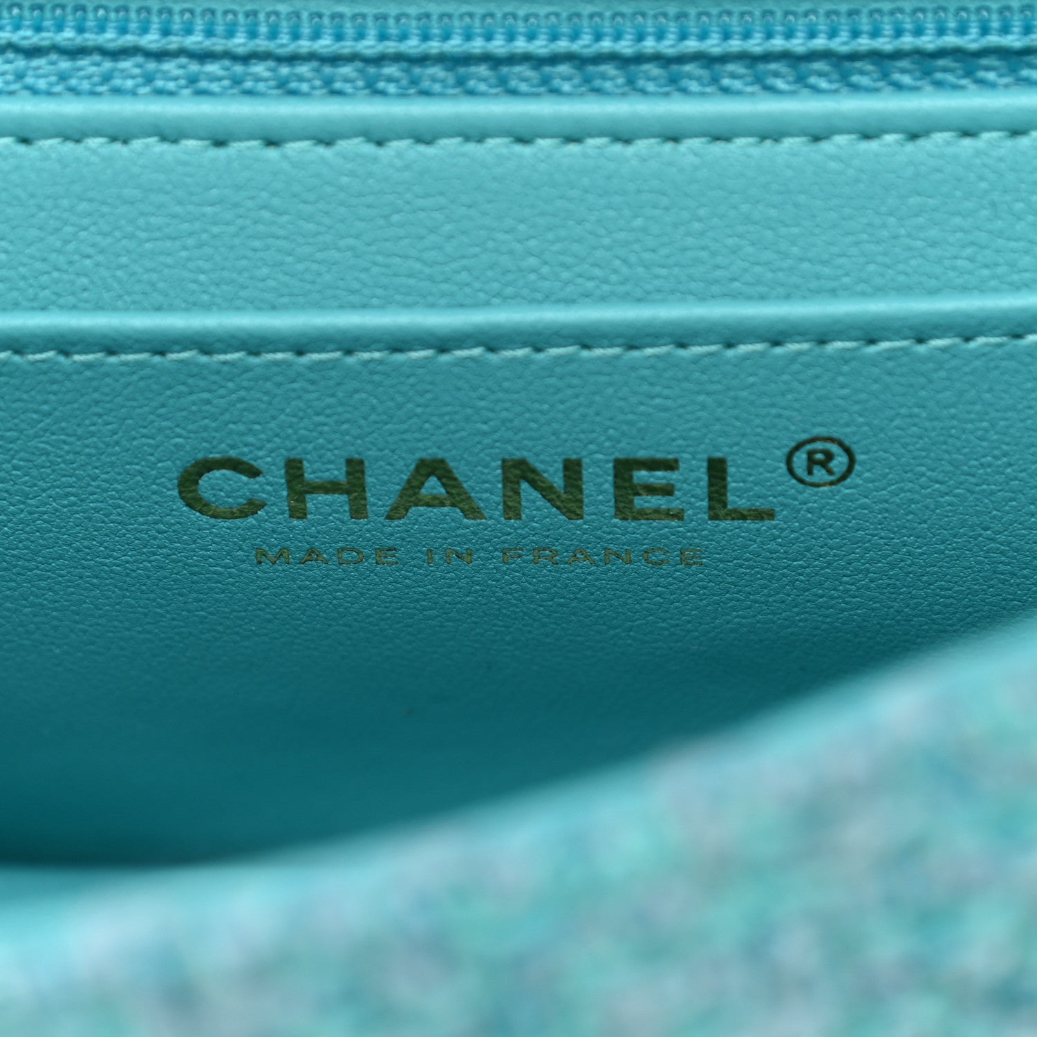 Chanel Wool Tweed Quilted Mini Rectangular Flap Turquoise Light Blue 6 of 8