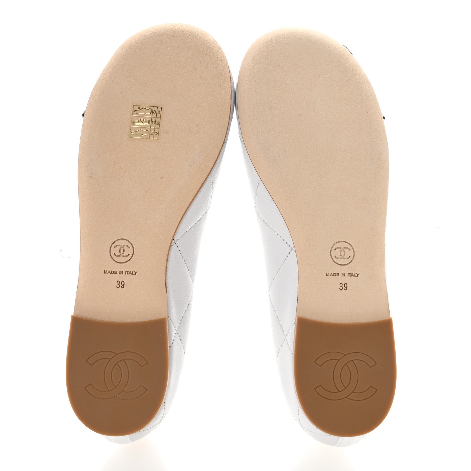 Chanel Lambskin Quilted CC Cambon Ballet Flats 39 White Black 6 of 10