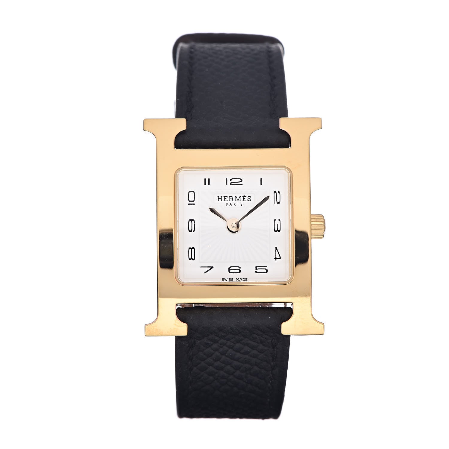 Hermes Stainless Steel Epsom 21mm Heure H Hour Quartz Watch Noir 1 of 8