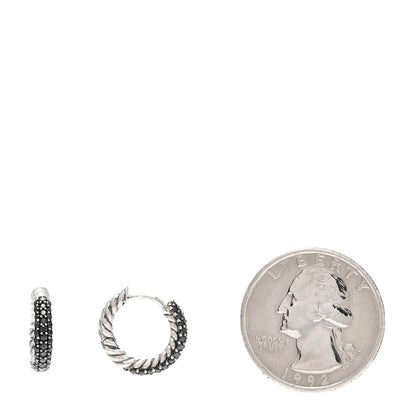David Yurman Sterling Silver Black Diamond Petite Pave Huggie Hoop Earrings 2 of 6