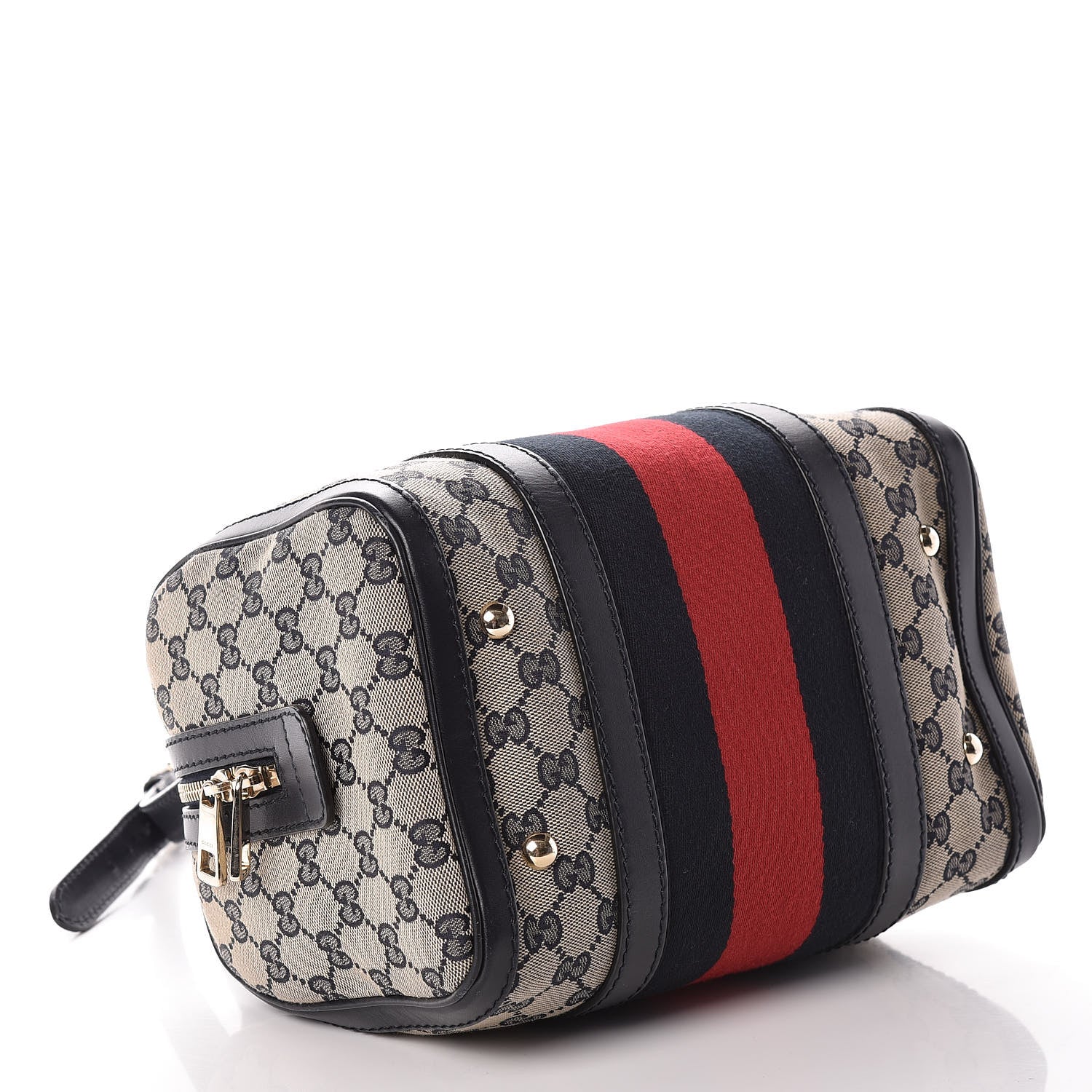 Gucci Monogram Vintage Web Small Boston Navy 5 of 10