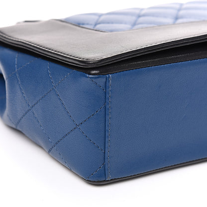 Chanel Sheepskin Quilted Vintage Mademoiselle Flap Blue Black 7 of 17