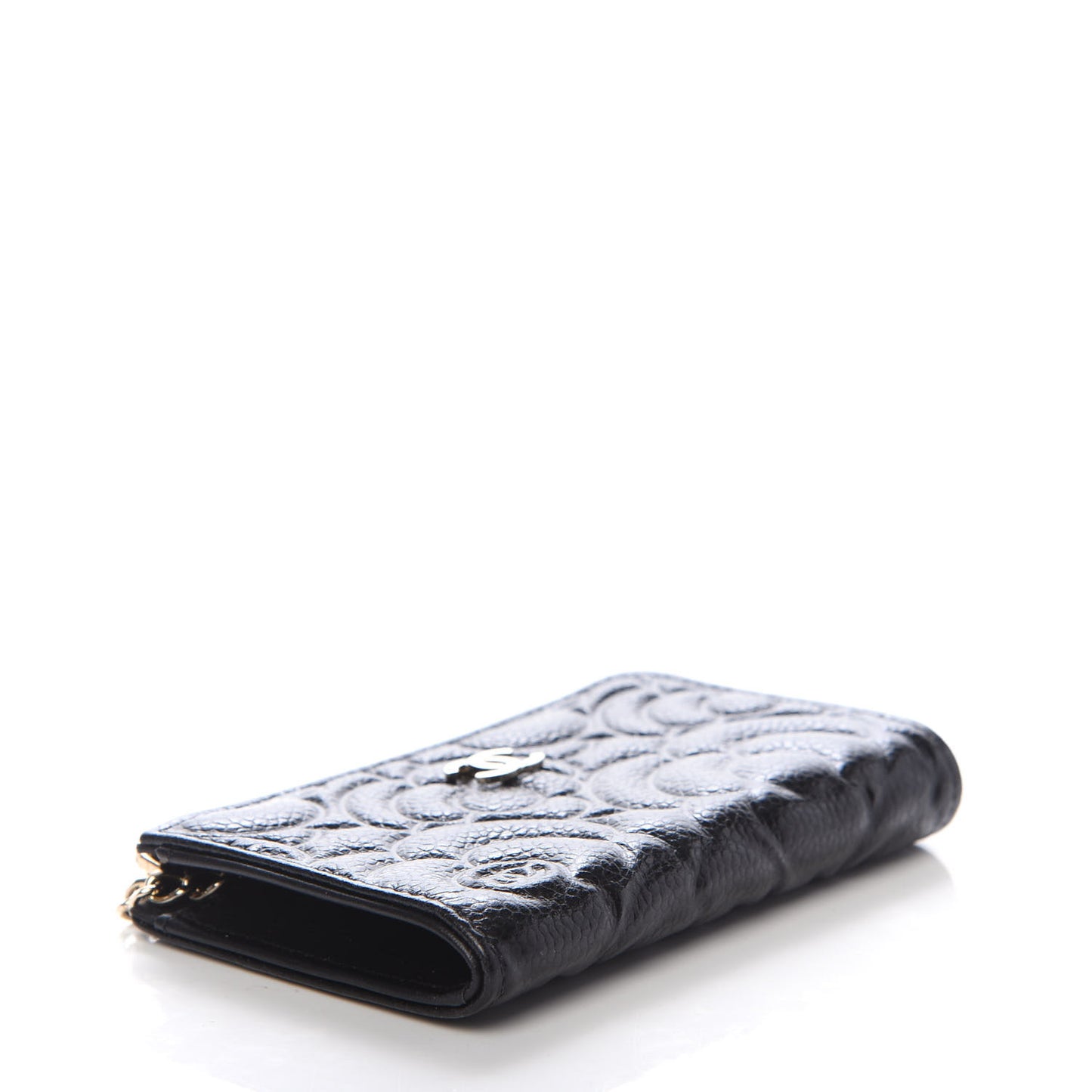 Caviar Camellia Embossed Key Holder Case Black