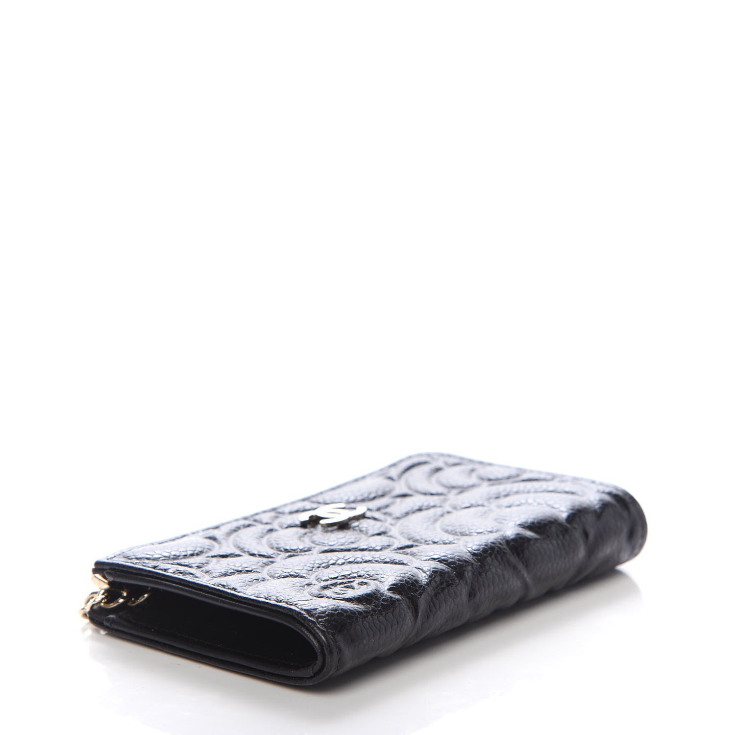 Chanel Caviar Camellia Embossed Key Holder Case Black 4 of 10