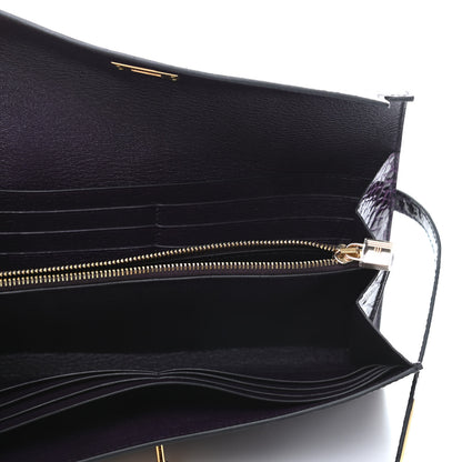 Hermes Shiny Alligator Kelly Longue Wallet Aubergine 5 of 10