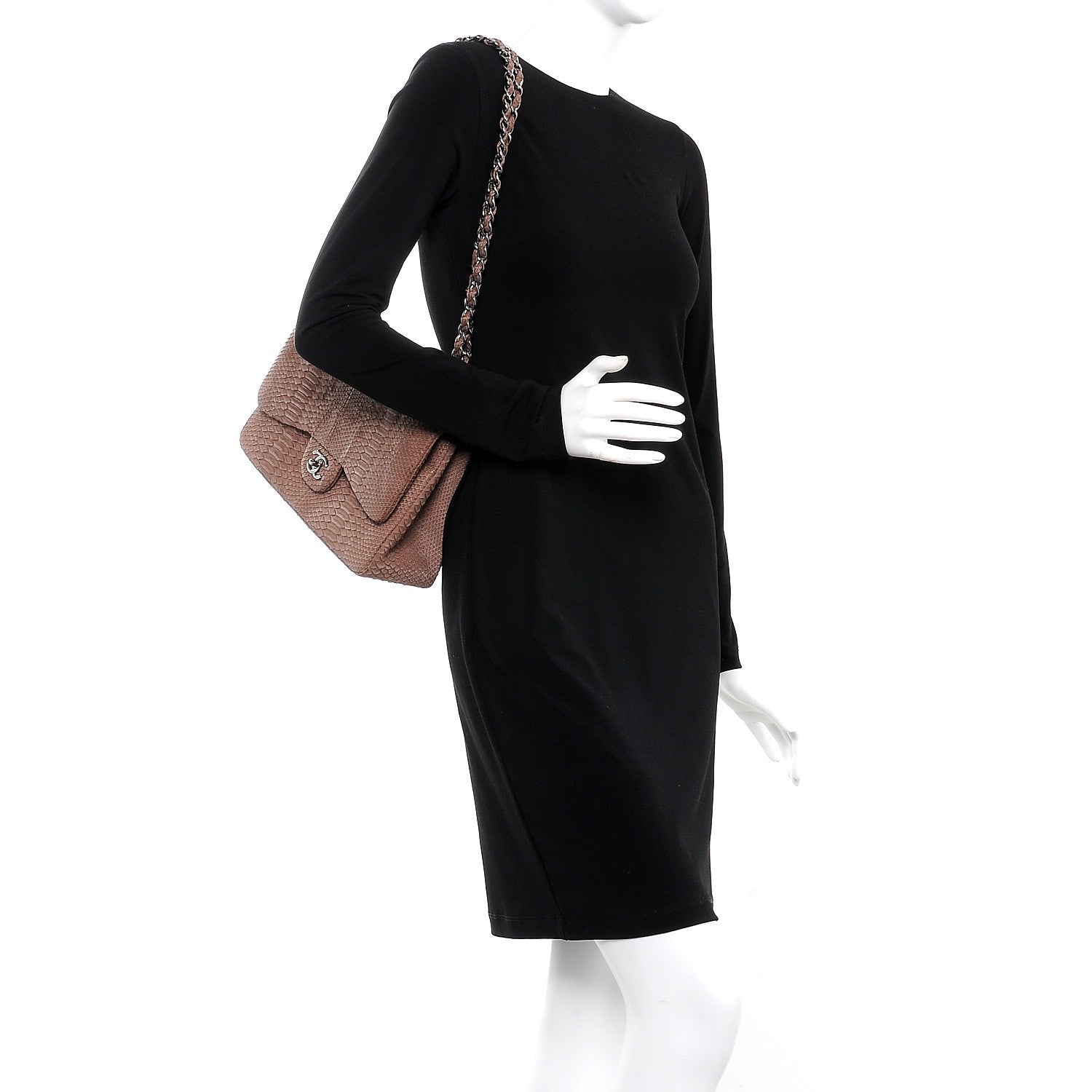 Chanel Python Jumbo Double Flap Tawny 3 of 16