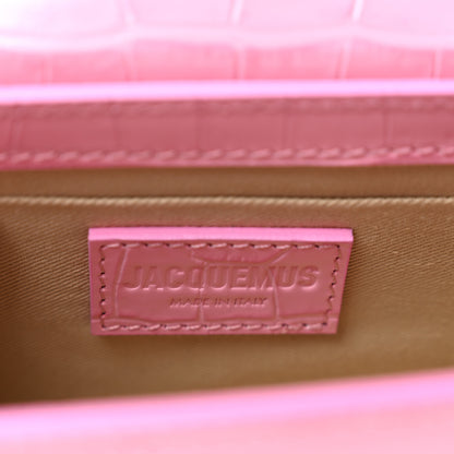 Jacquemus Nubuck Crocodile Embossed Le Chiquito Long Pink 6 of 11