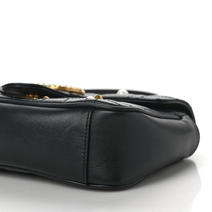 Gucci Calfskin Matelasse Studded Mini Pearly GG Marmont Shoulder Bag Black 9 of 9
