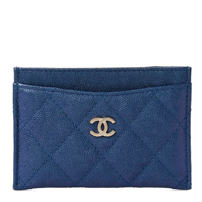 Chanel Iridescent Caviar Quilted Card Holder Dark Blue 1 of 12