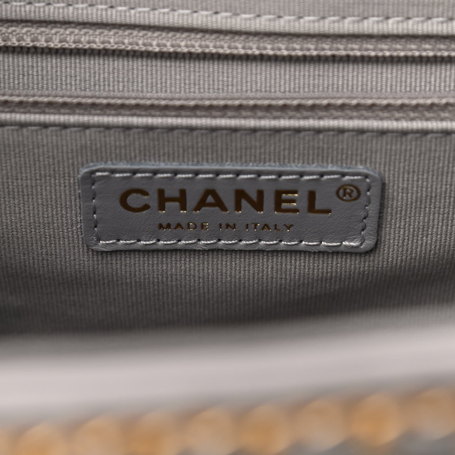 Chanel Calfskin Quilted Chain Lines Shopping Tote Grey 6 of 9
