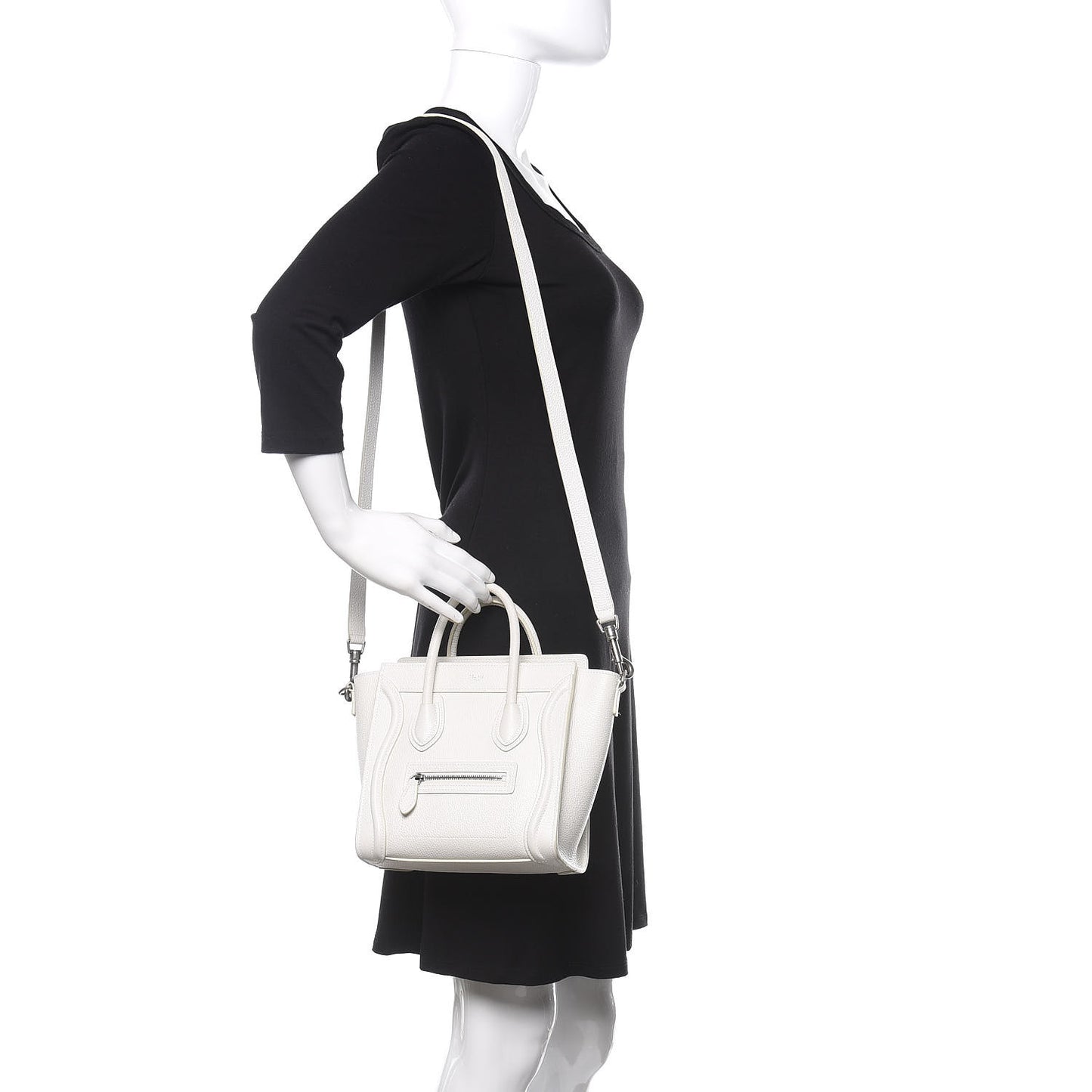 Drummed Calfskin Nano Luggage White