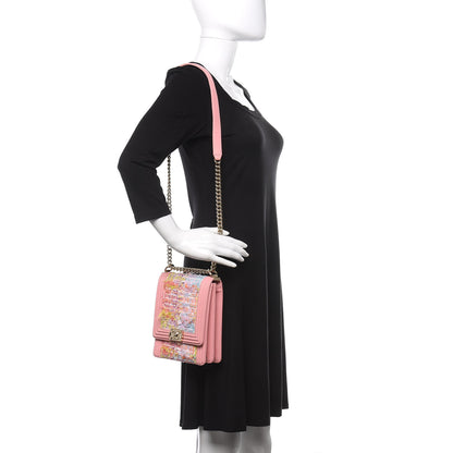 Chanel Calfskin Tweed Quilted North South Boy Flap Pink 2 of 12