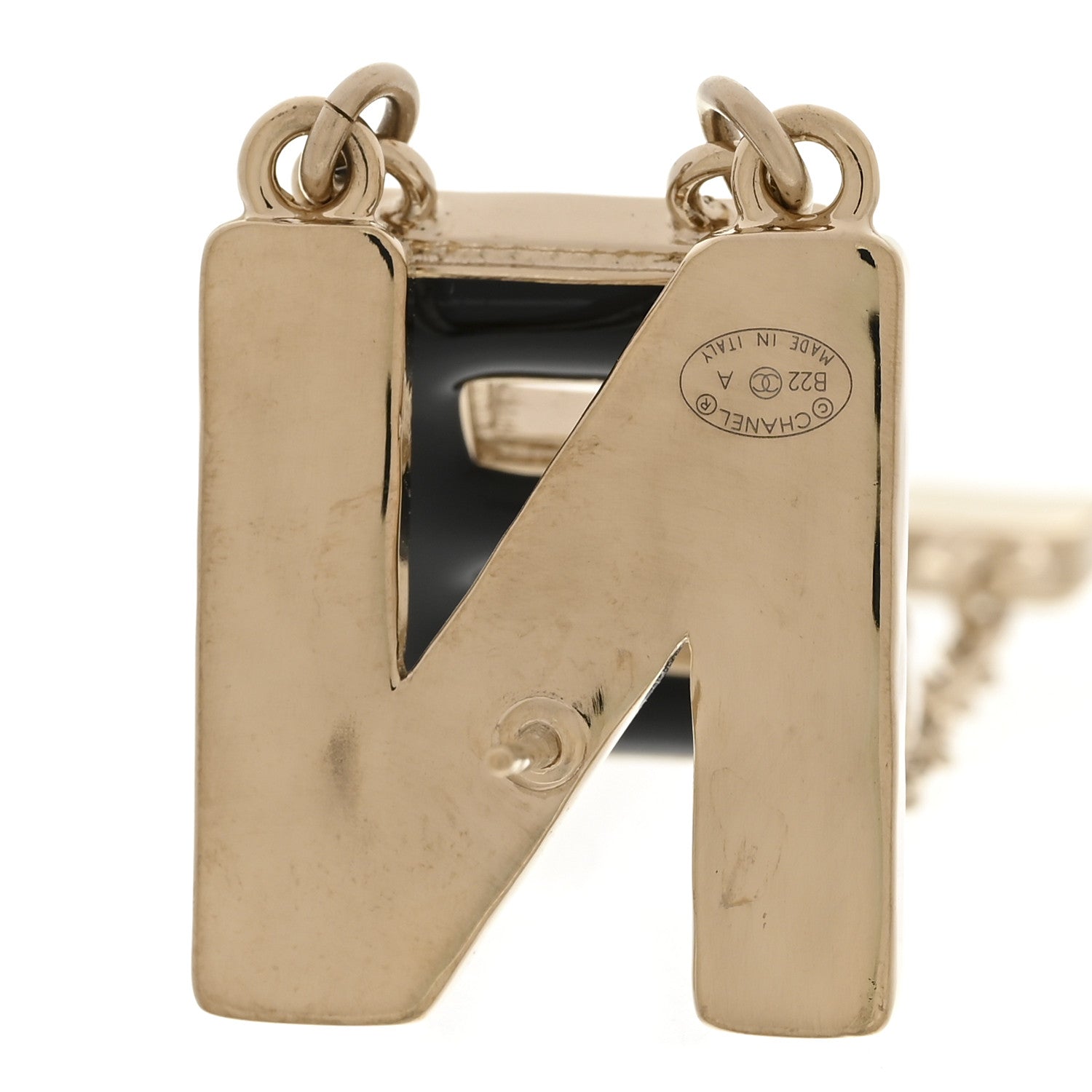 Chanel Metal Enamel Cha-Nel Logo Drop Earrings Black White 4 of 6