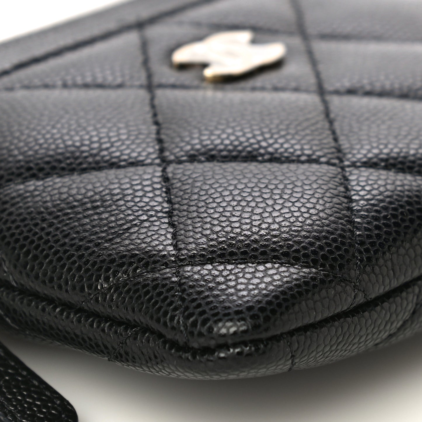 Caviar Quilted Zip Card Holder Wallet Black