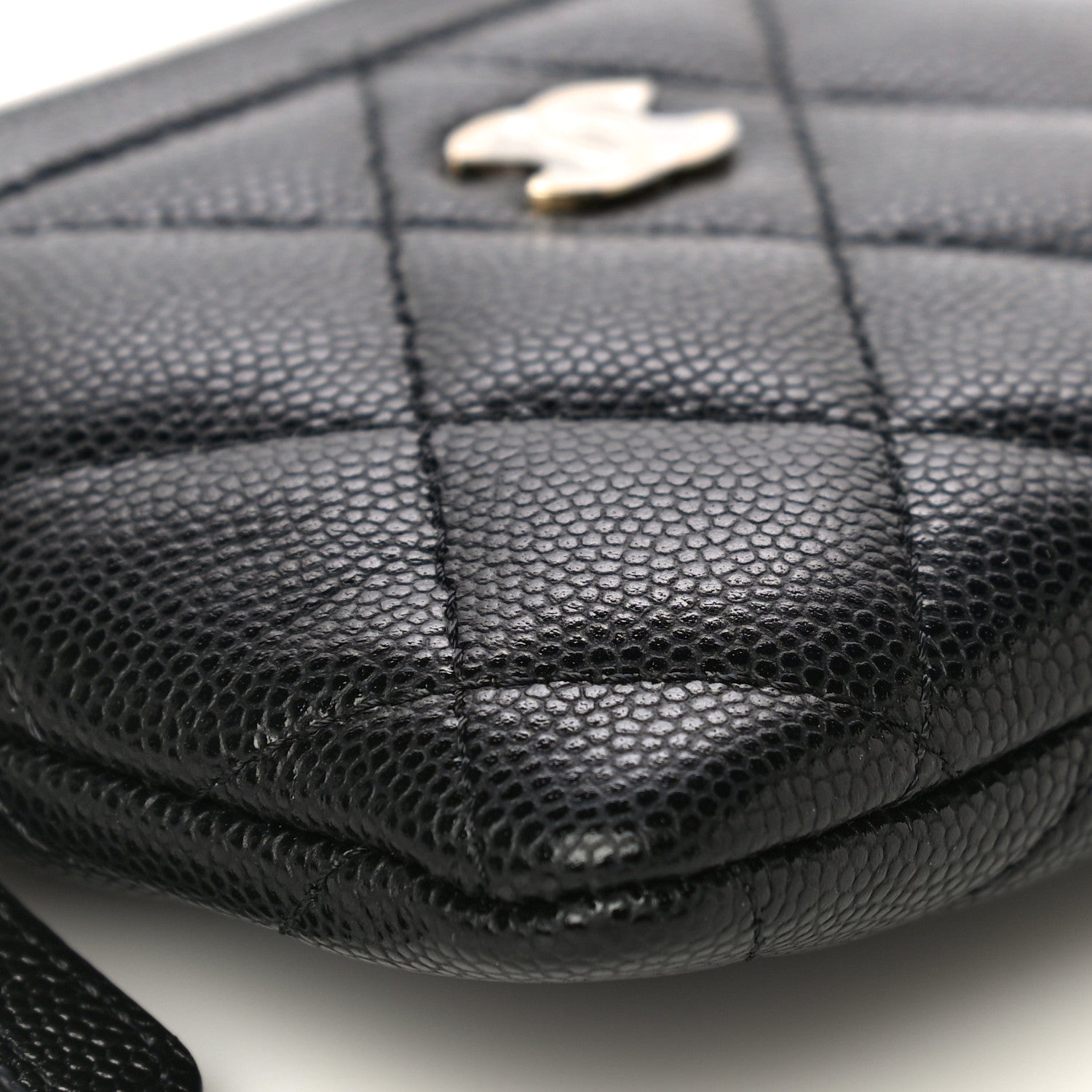 Chanel Caviar Quilted Zip Card Holder Wallet Black 9 of 11