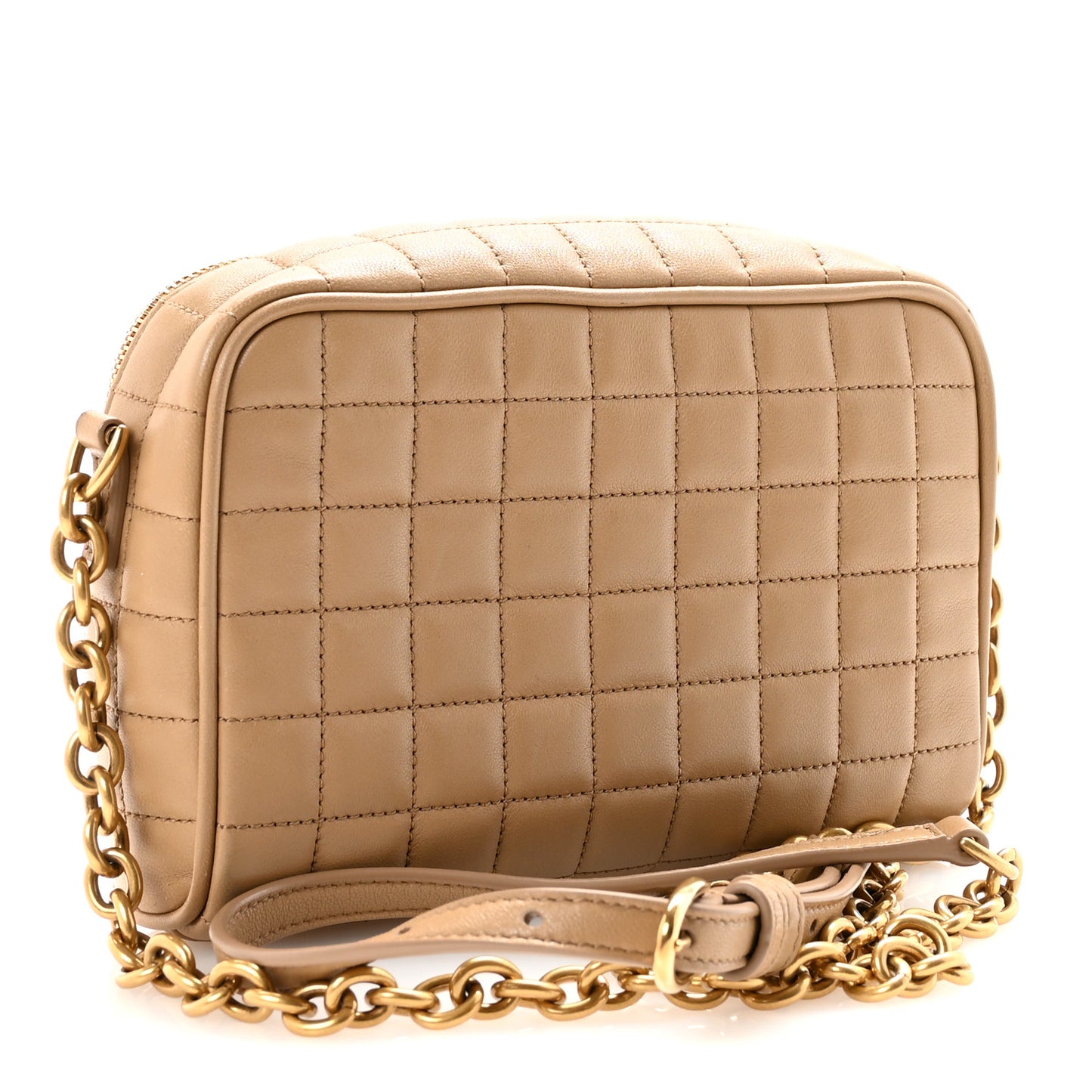 Lambskin Carre Quilted Cassandre Mini Camera Bag Natural Tan