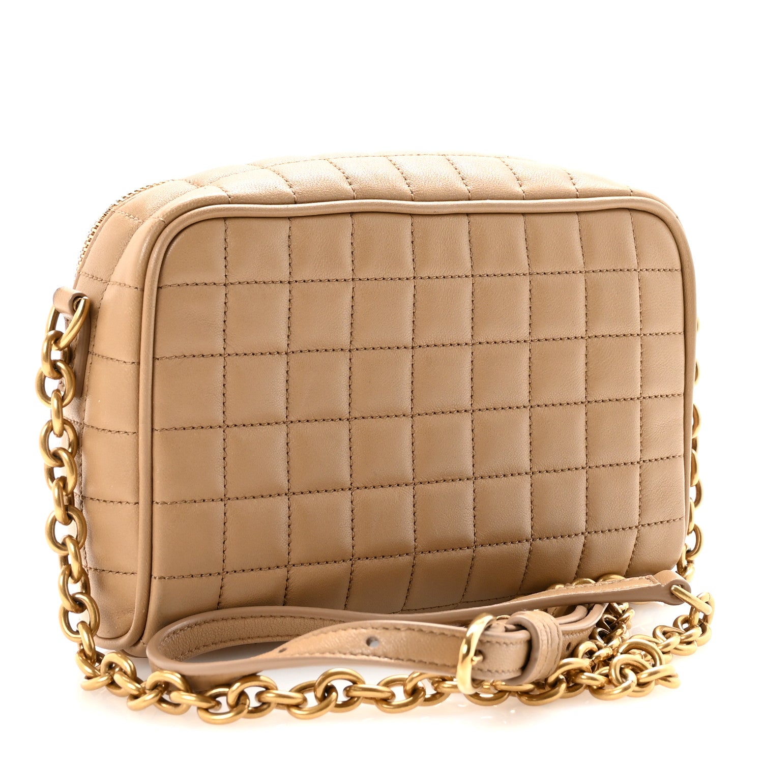 Saint Laurent Lambskin Carre Quilted Cassandre Mini Camera Bag Natural Tan 3 of 10
