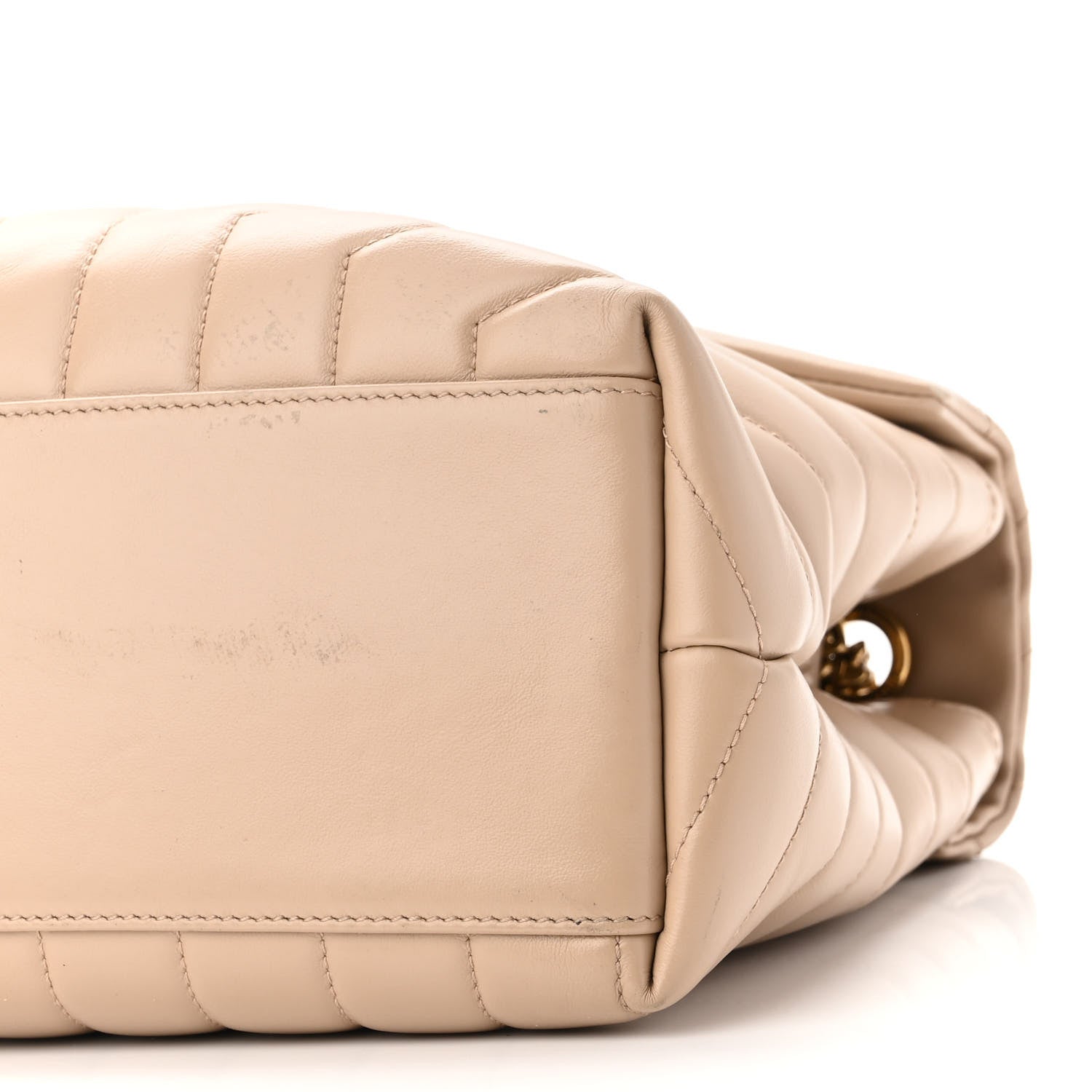 Saint Laurent Calfskin Y Quilted Monogram Medium Loulou Chain Satchel Dark Beige 8 of 9