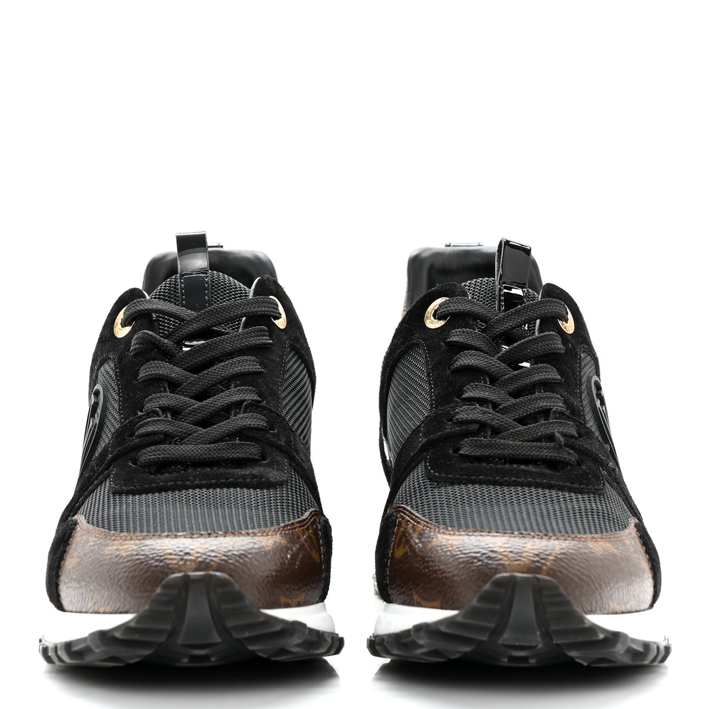 Suede Monogram Run Away Sneakers 37.5 Black