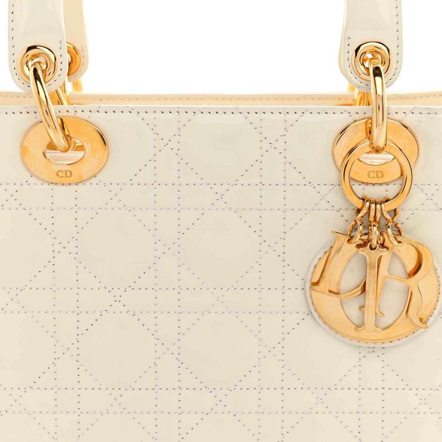 Christian Dior Glazed Calfskin Cannage Medium Lady Dior White 8 of 10