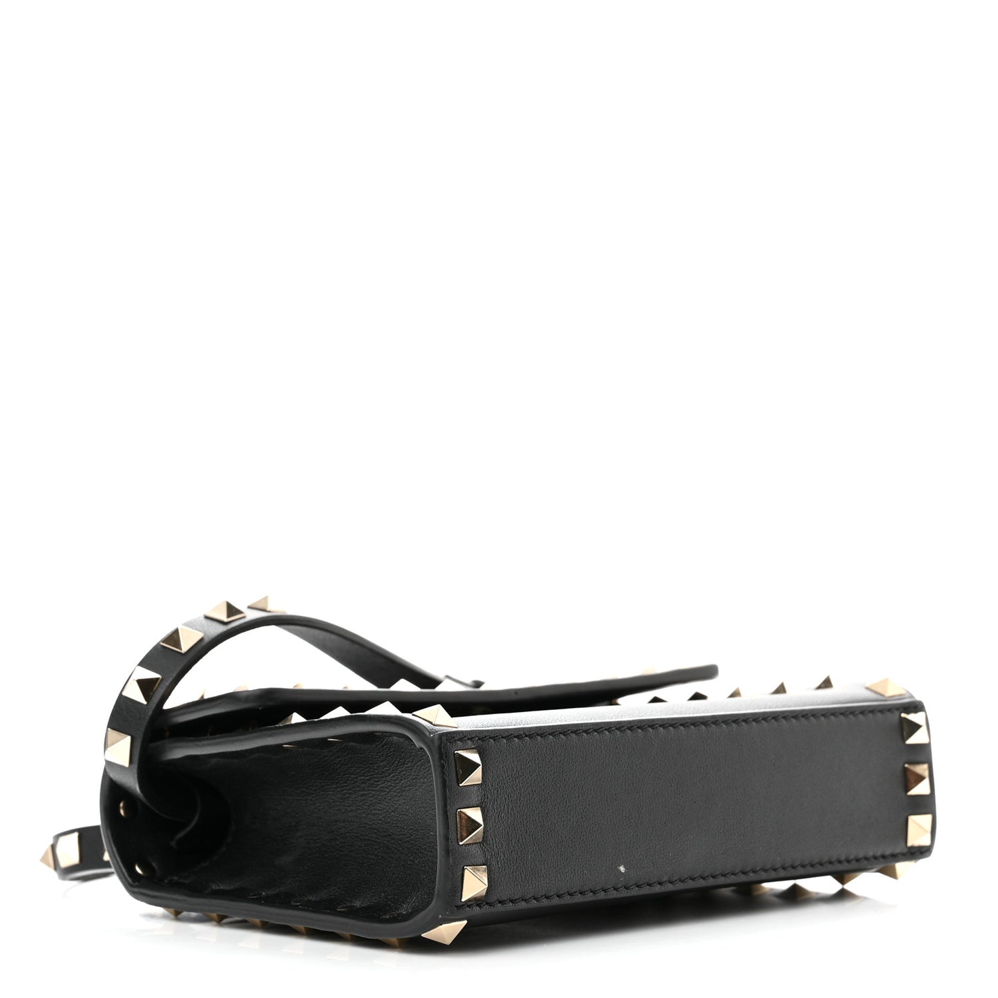 Vitello Mini Rockstud Flap Wallet on Strap Black