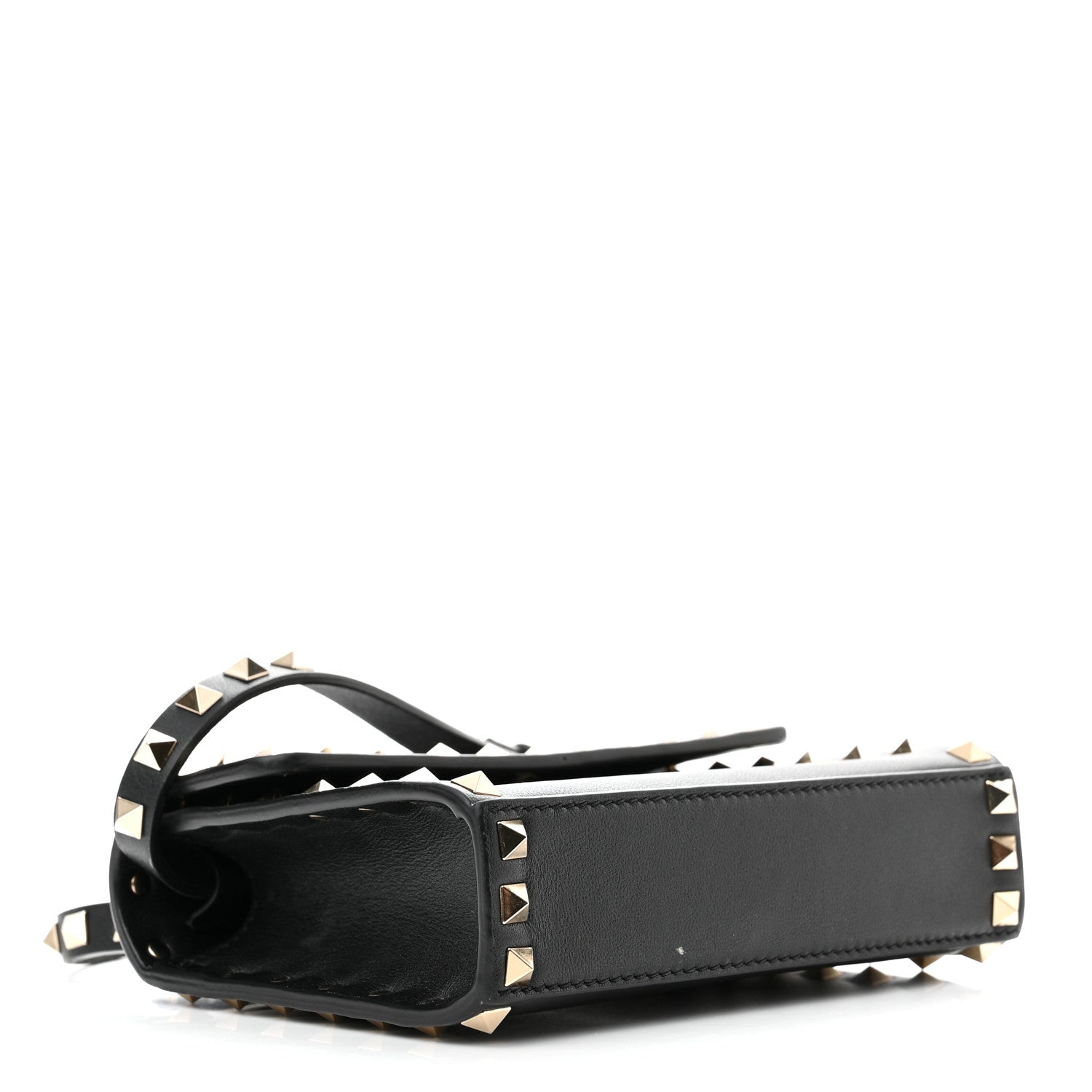 Valentino Garavani Vitello Mini Rockstud Flap Wallet on Strap Black 4 of 10