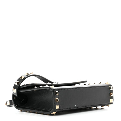 Valentino Garavani Vitello Mini Rockstud Flap Wallet on Strap Black 4 of 10