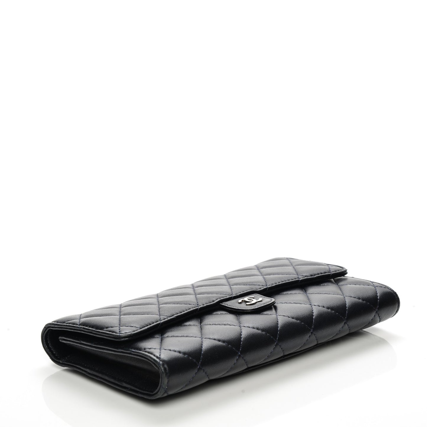Lambskin Quilted Travel Wallet Navy