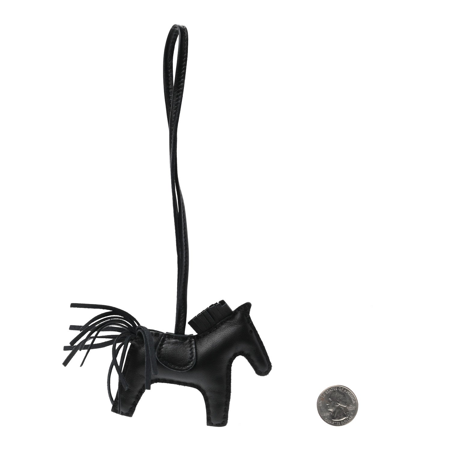 Hermes Milo Lambskin Grigri Rodeo Horse Bag Charm PM So Black 2 of 4