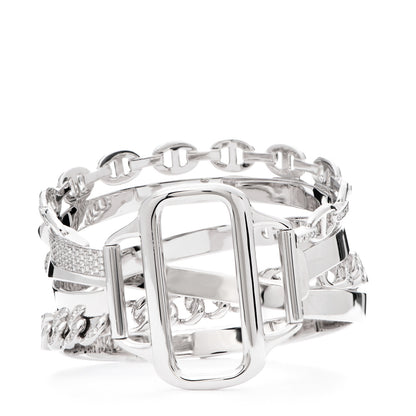 Hermes 18K White Gold Diamond TGM Alchimie Bracelet SH 3 of 7