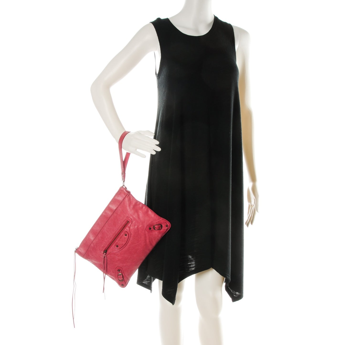 Chevre Classic Hardware Flat Handle Clutch Rose