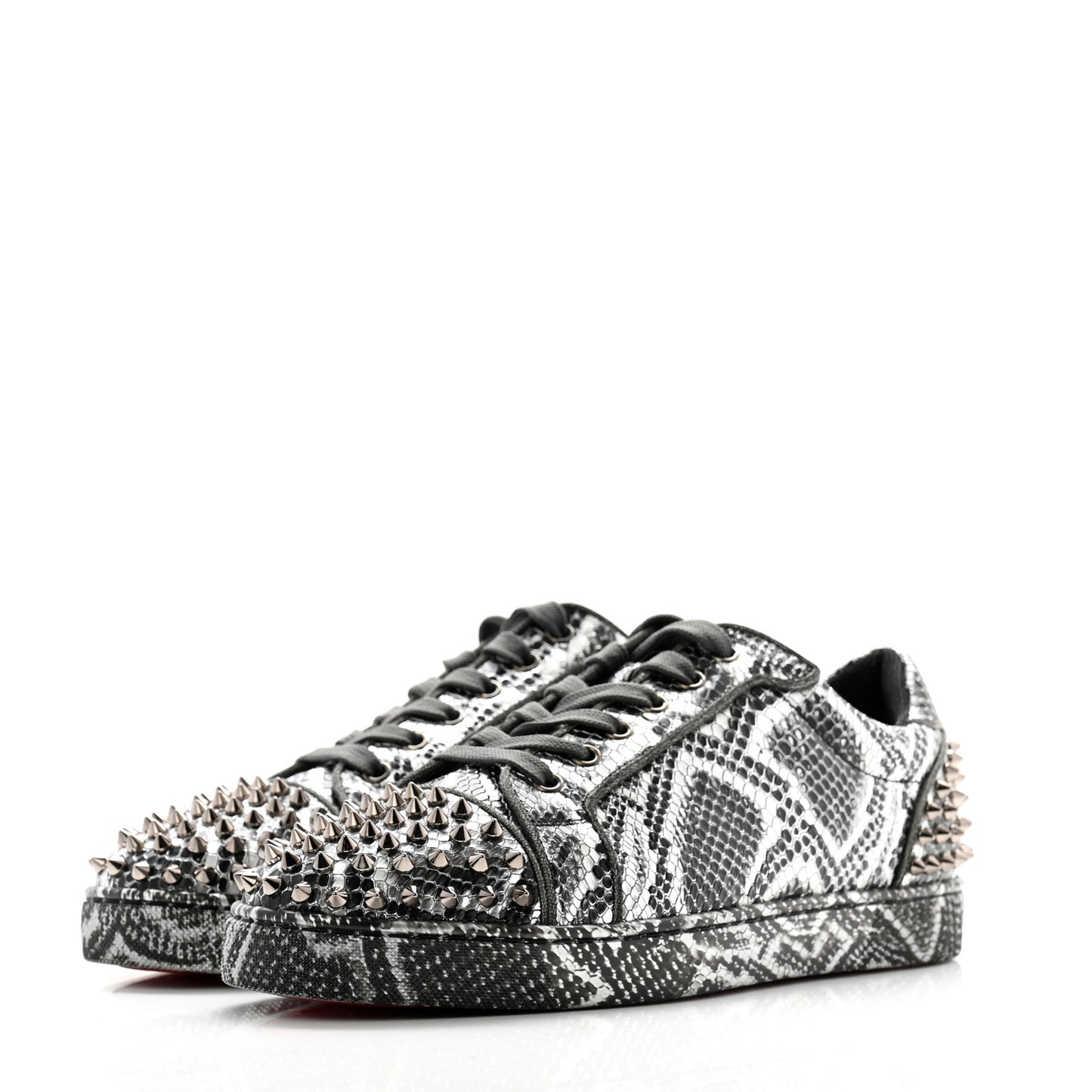 Calfskin Snake-Effect Seavaste Flat Sneakers 42 Silver