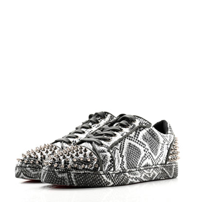 Christian Louboutin Calfskin Snake-Effect Seavaste Flat Sneakers 42 Silver 3 of 7
