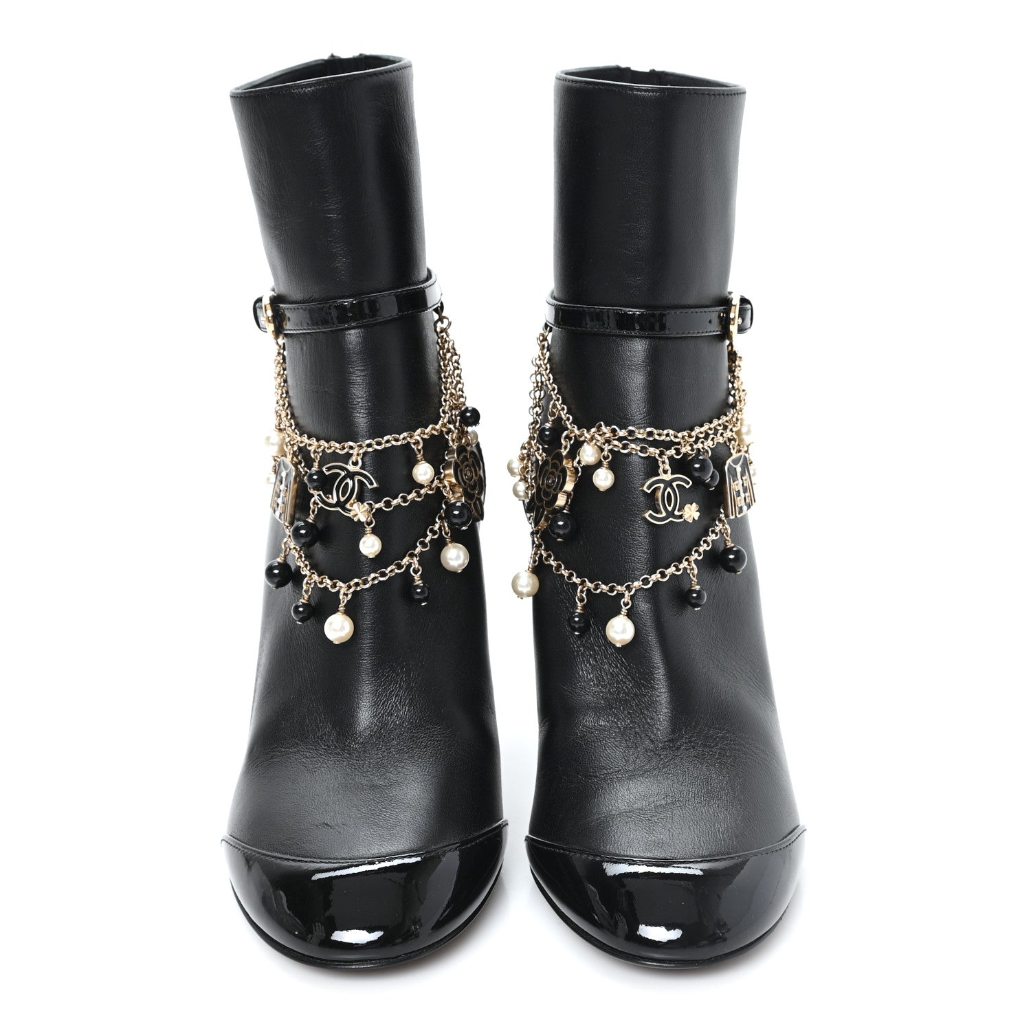Chanel Lambskin Patent Calfskin Ankle Boots 36 Black 3 of 9