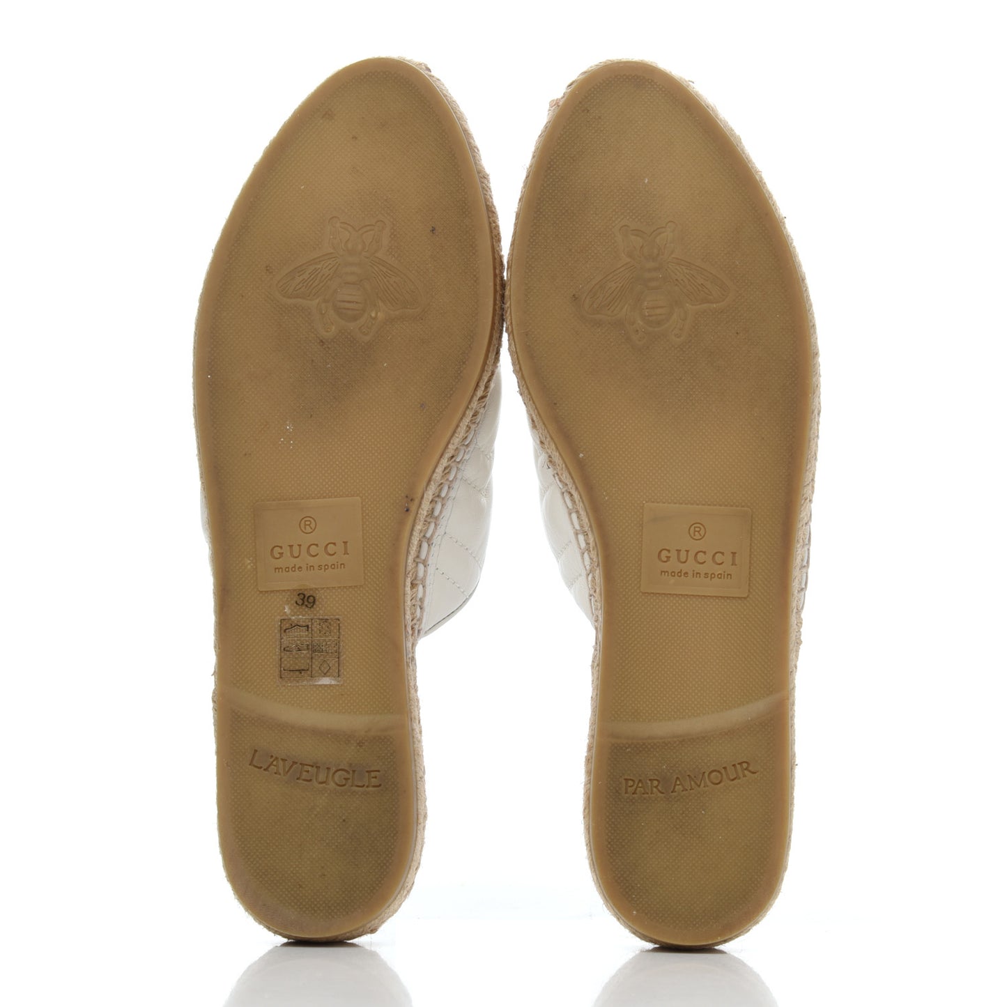 Nappa Matelasse GG Marmont Espadrille Slippers 39 Great White