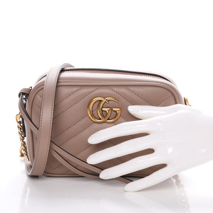 Gucci Calfskin Matelasse Mini GG Marmont Chain Shoulder Bag Nude 3 of 9