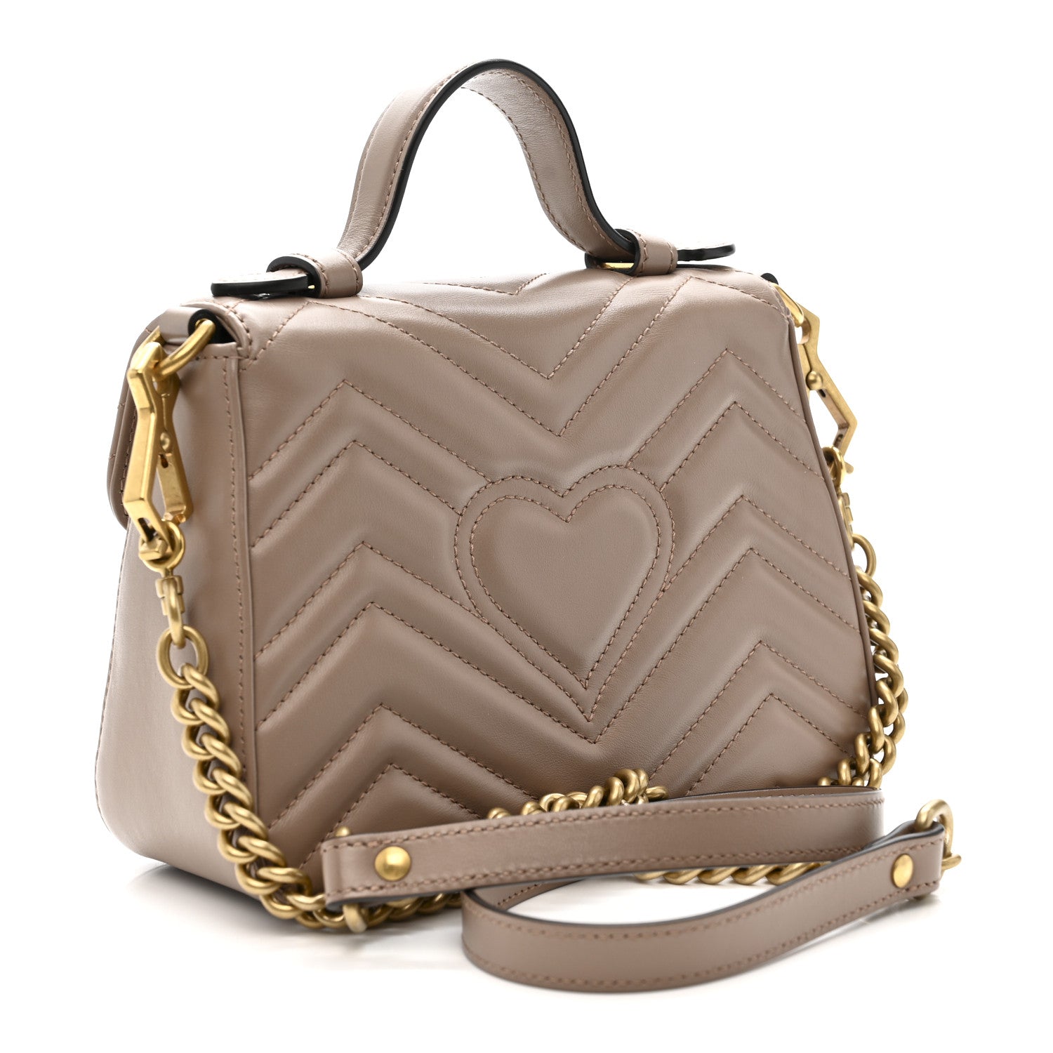 Gucci Calfskin Matelasse Mini GG Marmont Top Handle Shoulder Bag Porcelain Rose 3 of 10