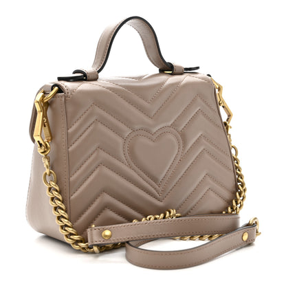 Gucci Calfskin Matelasse Mini GG Marmont Top Handle Shoulder Bag Porcelain Rose 3 of 10